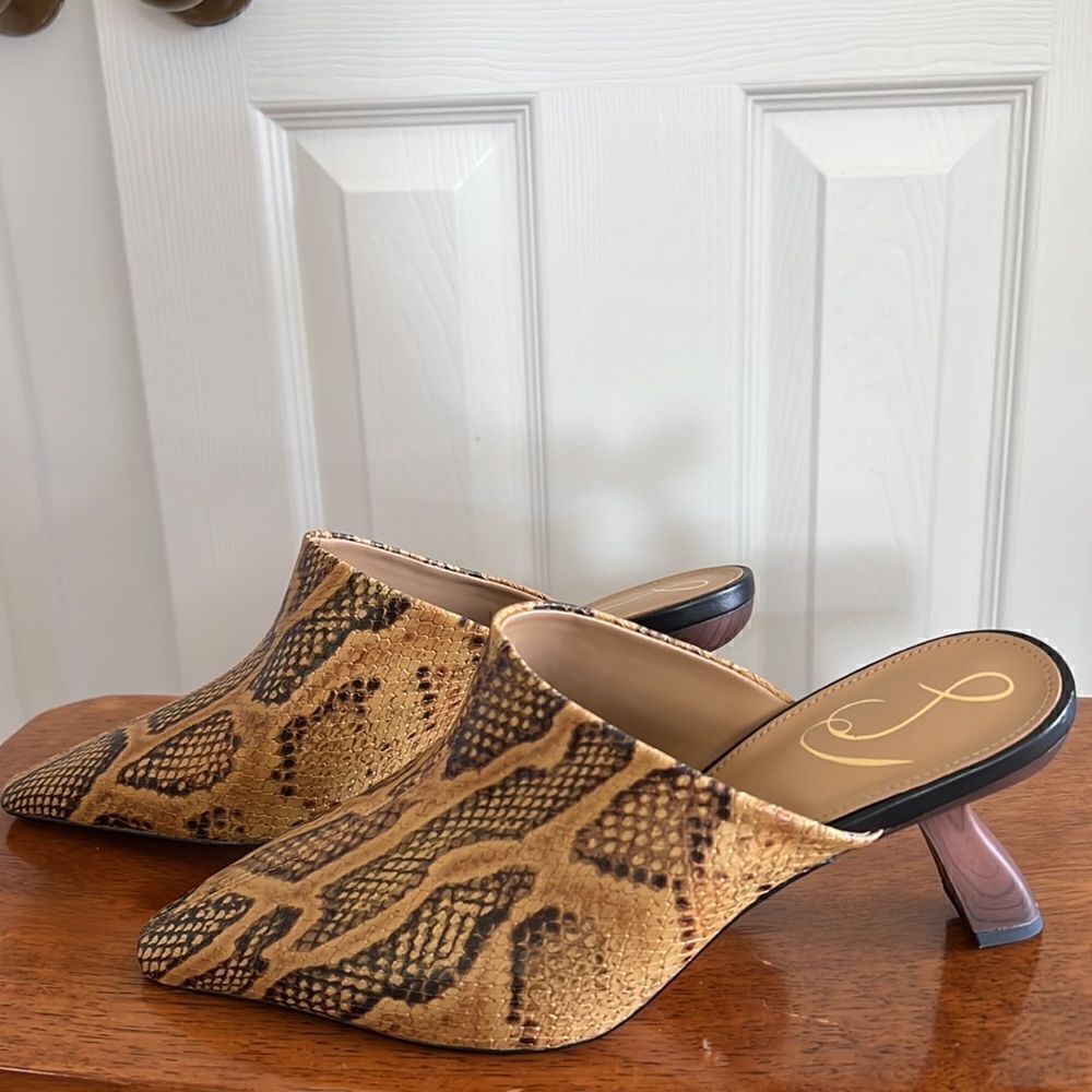 Sam Edelman Skya Snakeskin Print Embossed Leather Mules - Picture 8 of 15
